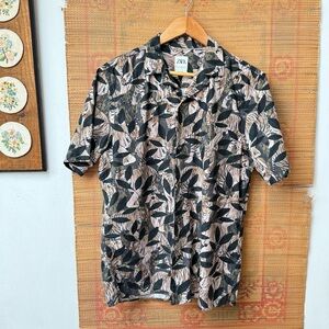 Zara Tiger Leaf Print Camp Shirt